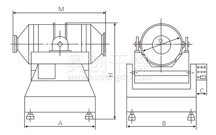 二維運動混合機結構示意圖 二維運動混合機結構示意圖